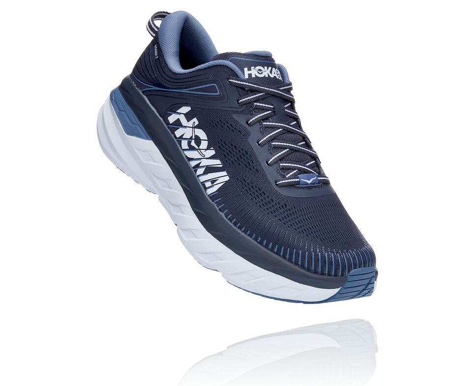 Hoka One One Bondi 7 Men's Road Running Shoes Ombre Blue / Provincial Blue | MLSWH-4756