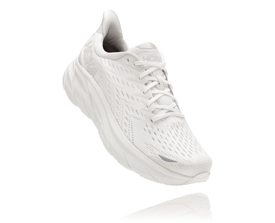 Hoka One One Clifton 8 Women's Road Running Shoes White / White | AGDZY-6387
