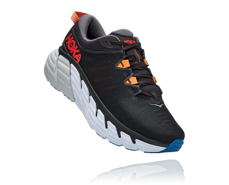 Hoka One One Gaviota 3 Men's Road Running Shoes Black / Castlerock | DERZK-3510